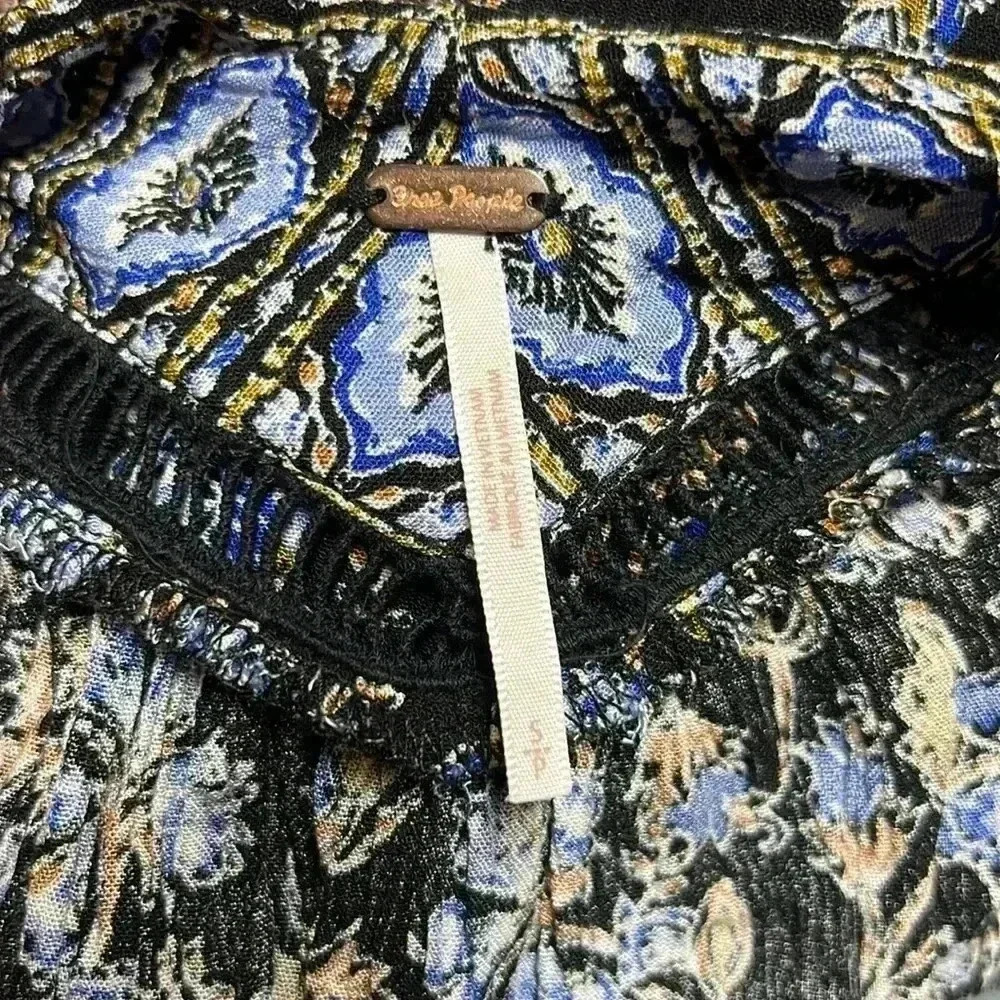 Free People Moonlight Dance Tunic Top Size Small Black Blue OVERSIZED Size S - Picture 5 of 7